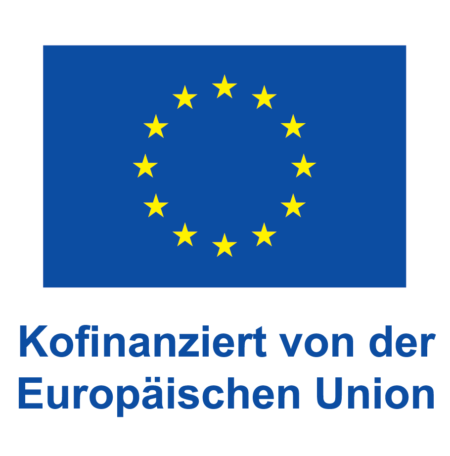 Emblem der Europäischen Union mit dem Text: Kofinanziert von der Europäischen Union